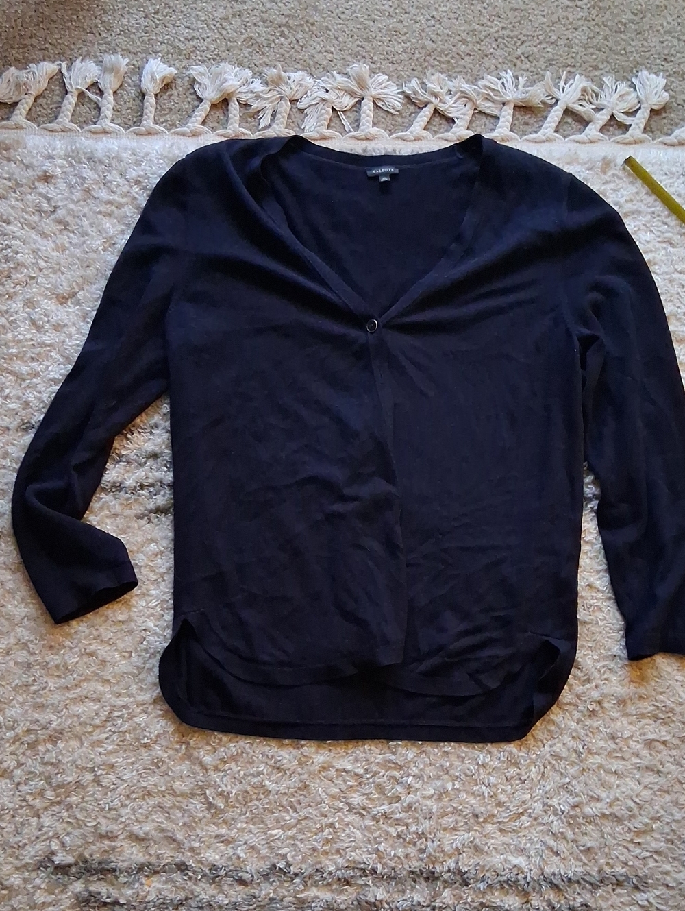 Talbots Navy Single-Button V-Neck Cardigan